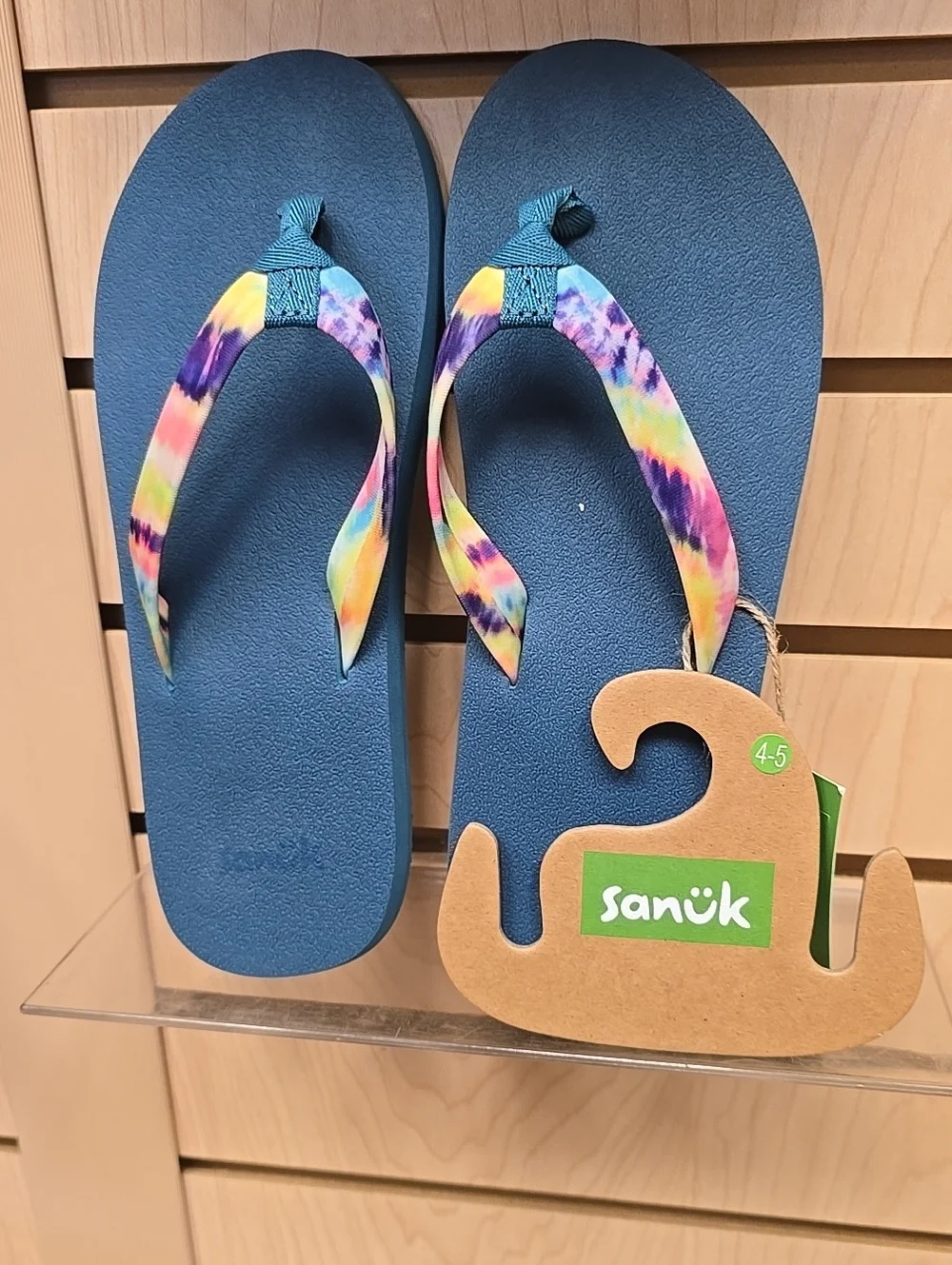 Sanuk Kids' Blue Flip Flops with Tie-Dye Straps